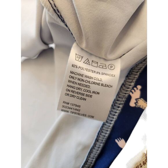 Tipsy Elves Sasquatch Bigfoot Golf Shirt Performance Large Blue Palm Tree - Picture 7 of 7